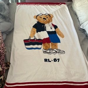 Ralph Lauren Big Polo Bear Girl Basket Beach Towel